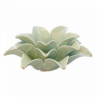 подсвечник керамический в виде лотоса с золотыми лепестками flower lotus pale green medium, 12 см в Нижнем Новгороде