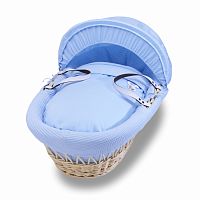 колыбель-переноска gift wicker moses basket натуральная, голубое белье в Нижнем Новгороде