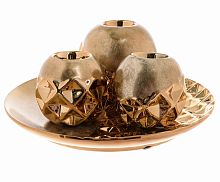 набор подсвечников золотой керамический на блюде, 3 штуки в Нижнем Новгороде