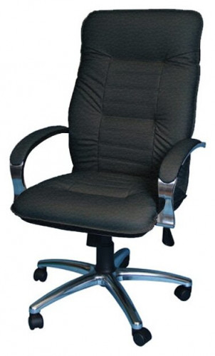 кресло астро 1х эко-кожа, цвет чёрный, высокая спинка, хромированные крестовина и подлокотники(обтянуты кожей) в Нижнем Новгороде