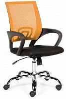 кресло компьютерное спринг(orange - black) база хром / оранжевая сетка / черная ткань в Нижнем Новгороде