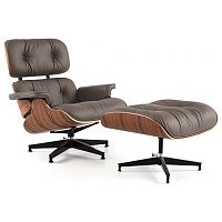 кресло eames style lounge chair кожа коричневое в Нижнем Новгороде