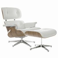 кресло eames style lounge chair & ottoman белое в Нижнем Новгороде