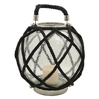 подсвечник-фонарь стеклянный черный в оплетке большой, 32 см в Нижнем Новгороде