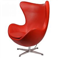 кресло arne jacobsen style egg chair кожа красное в Нижнем Новгороде