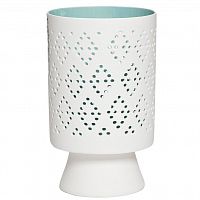 подсвечник керамический резной на ножке белый с бирюзовым, 17 см в Нижнем Новгороде