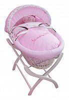 колыбель-переноска gift wicker moses basket белая, розовое белье в Нижнем Новгороде