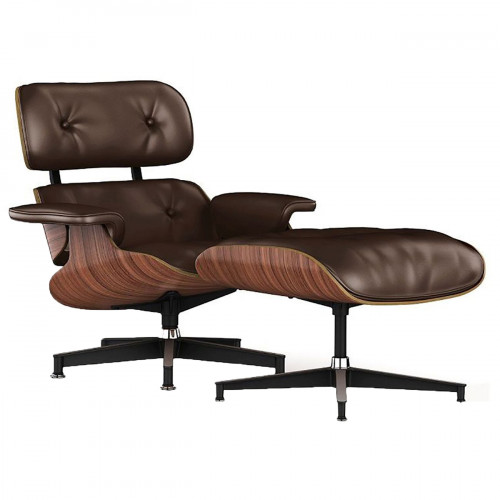 кресло lounge chair & ottoman коричневое в Нижнем Новгороде