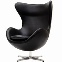 кресло с подлокотниками arne jacobsen style egg chair черное в Нижнем Новгороде