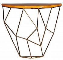 консоль geometric 100x38x90 золото, коричневая столешница в Нижнем Новгороде