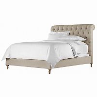 кровать двуспальная 160х200 бежевая из велюра chesterfield fabric sleigh bed в Нижнем Новгороде