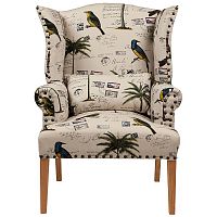 кресло мягкое с ушами quinn tufted armchair бежевое с рисунком в Нижнем Новгороде