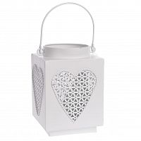 подсвечник-фонарь белый металлический с ручкой сердце, 18 см в Нижнем Новгороде