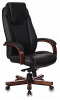 кресло для руководителя бюрократ бюрократ t-9923 walnut, обивка: натуральная кожа, цвет: кожа (black) в Нижнем Новгороде